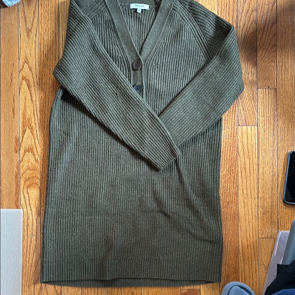 Madewell Green Sweater Dress with Chunky Knit